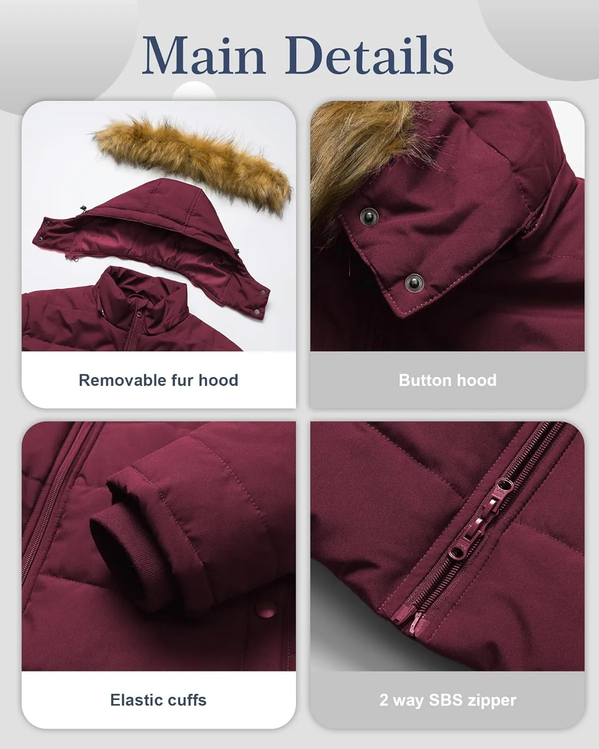 CREATMO US Women's Plus Size Winter Coats Long Puffer Jacket Fleece Lined Parka Removable Fur Hood Available in 1X To 5X