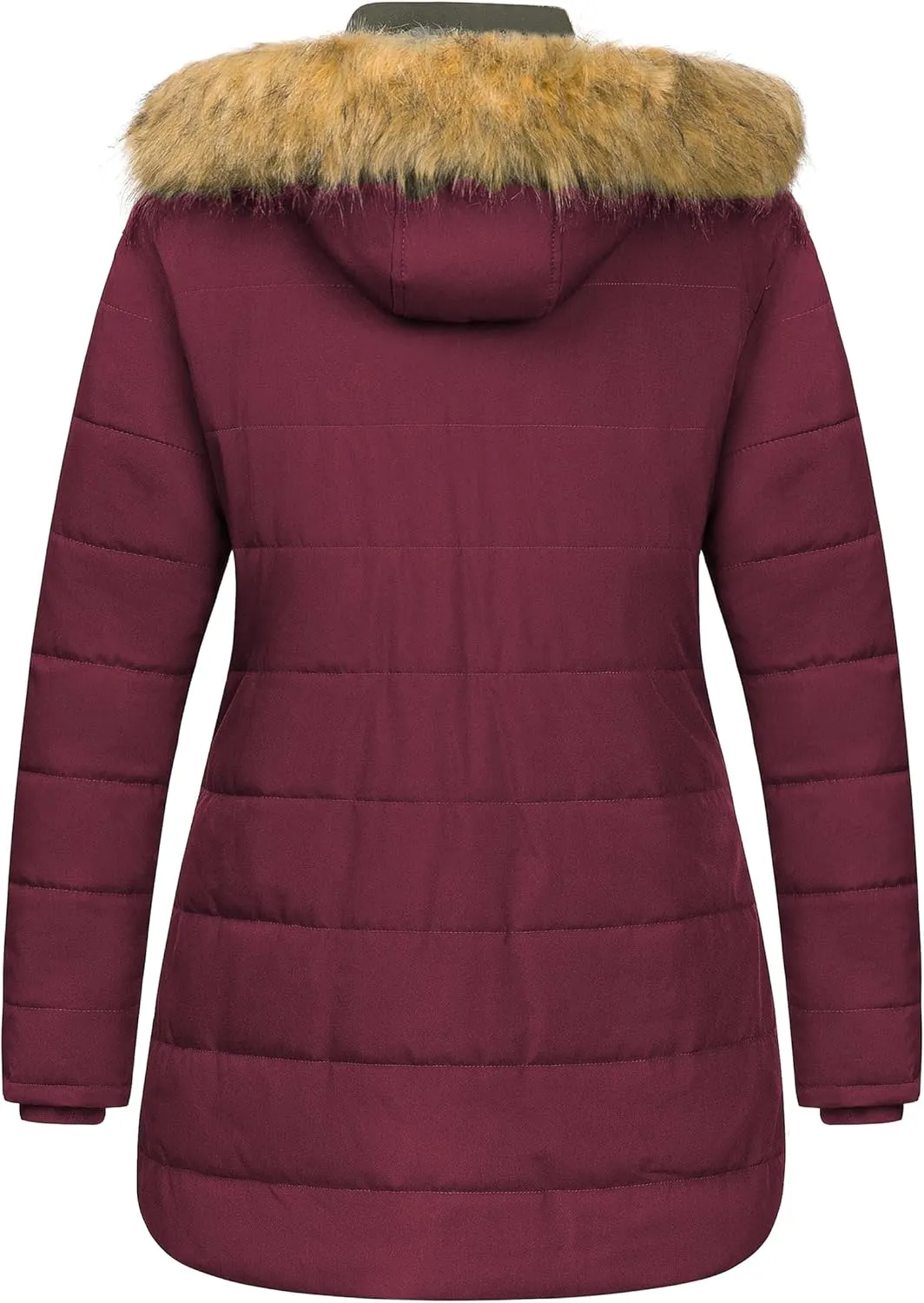 CREATMO US Women's Plus Size Winter Coats Long Puffer Jacket Fleece Lined Parka Removable Fur Hood Available in 1X To 5X