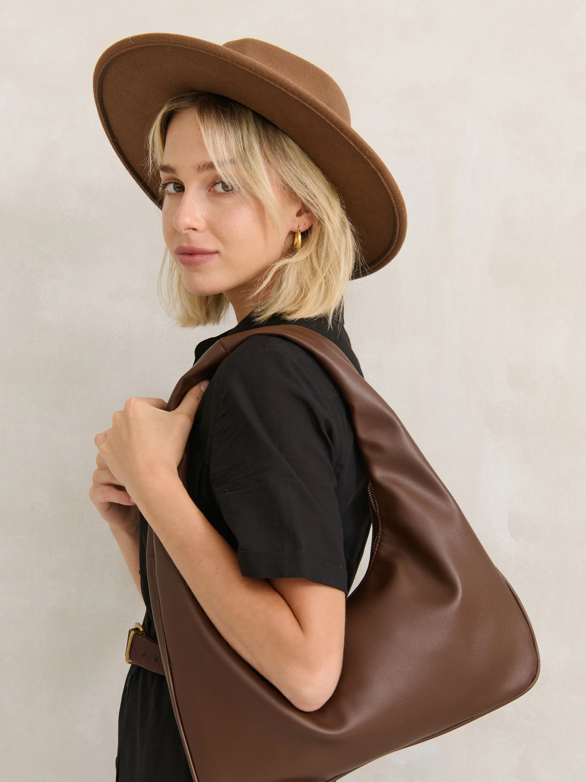 Cromwell Shoulder Hobo Bag in Brown