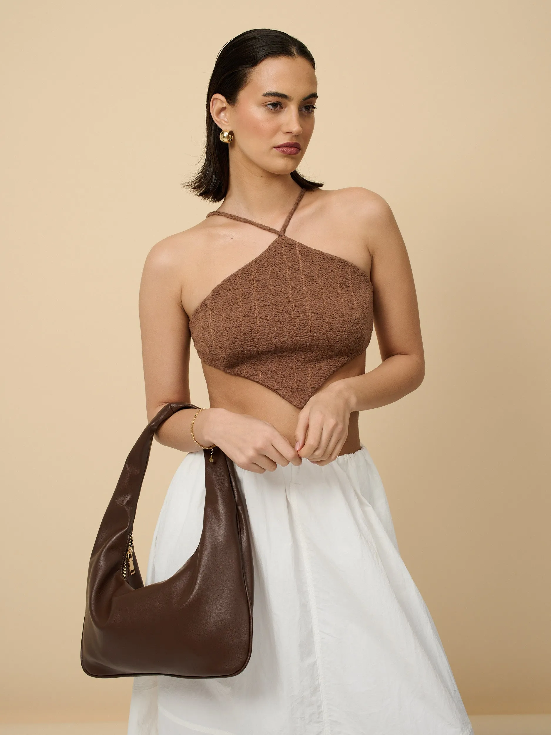 Cromwell Shoulder Hobo Bag in Brown