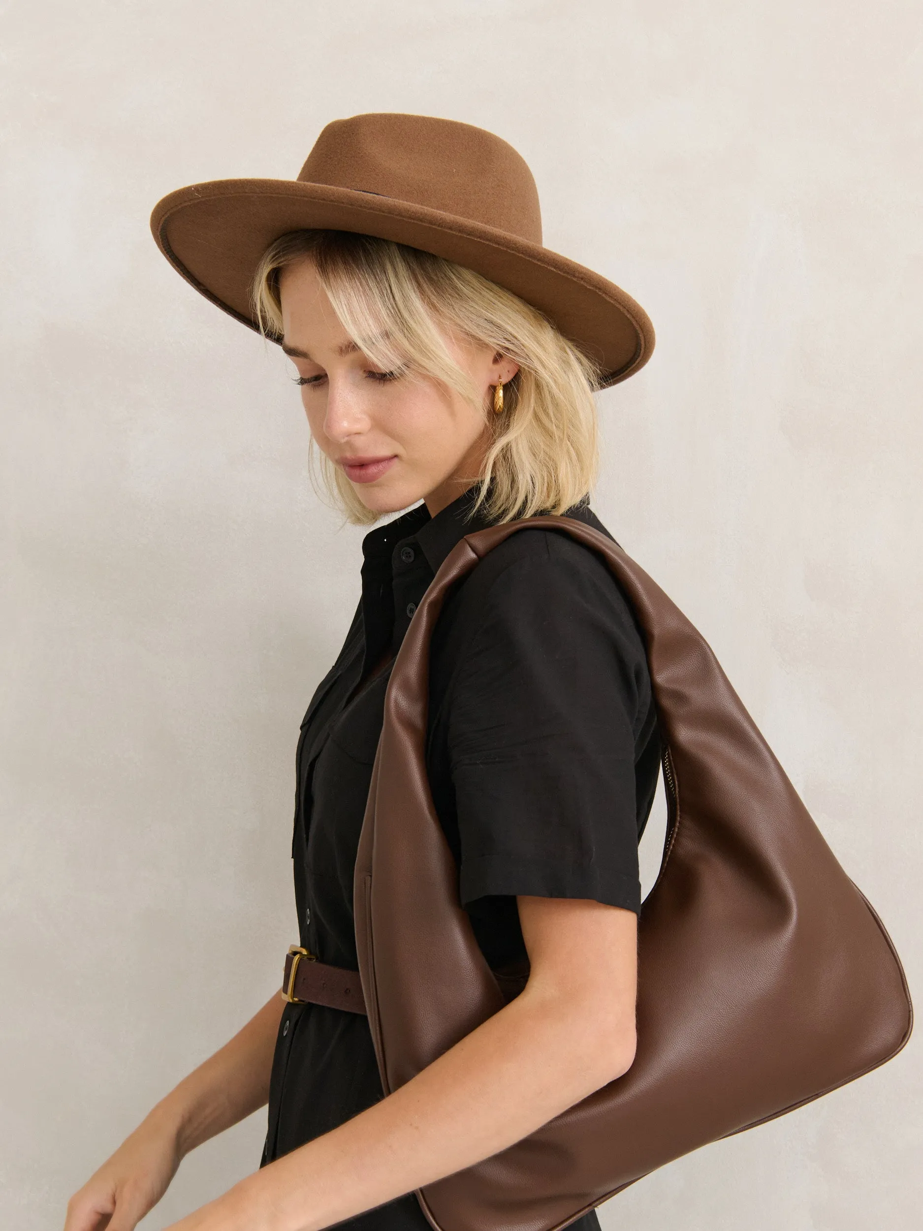 Cromwell Shoulder Hobo Bag in Brown