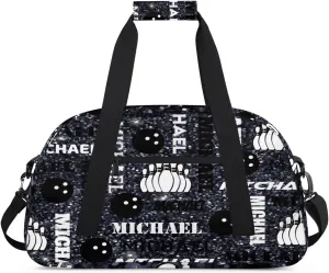 Custom Bowling Gym Bag Duffel Bag with Name, Personalized Sport Bag Overnight Bags Customized Travel Weekender Bag for Women Men, Dark Glitter
