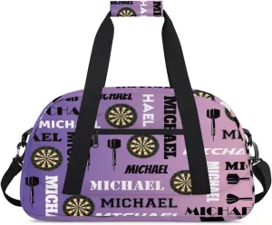 Custom Darts Gym Duffel Bag with Name, Personalized Name Sport Bag Overnight Bags Customized Travel Weekender Bag for Women Men, Purple Voilet