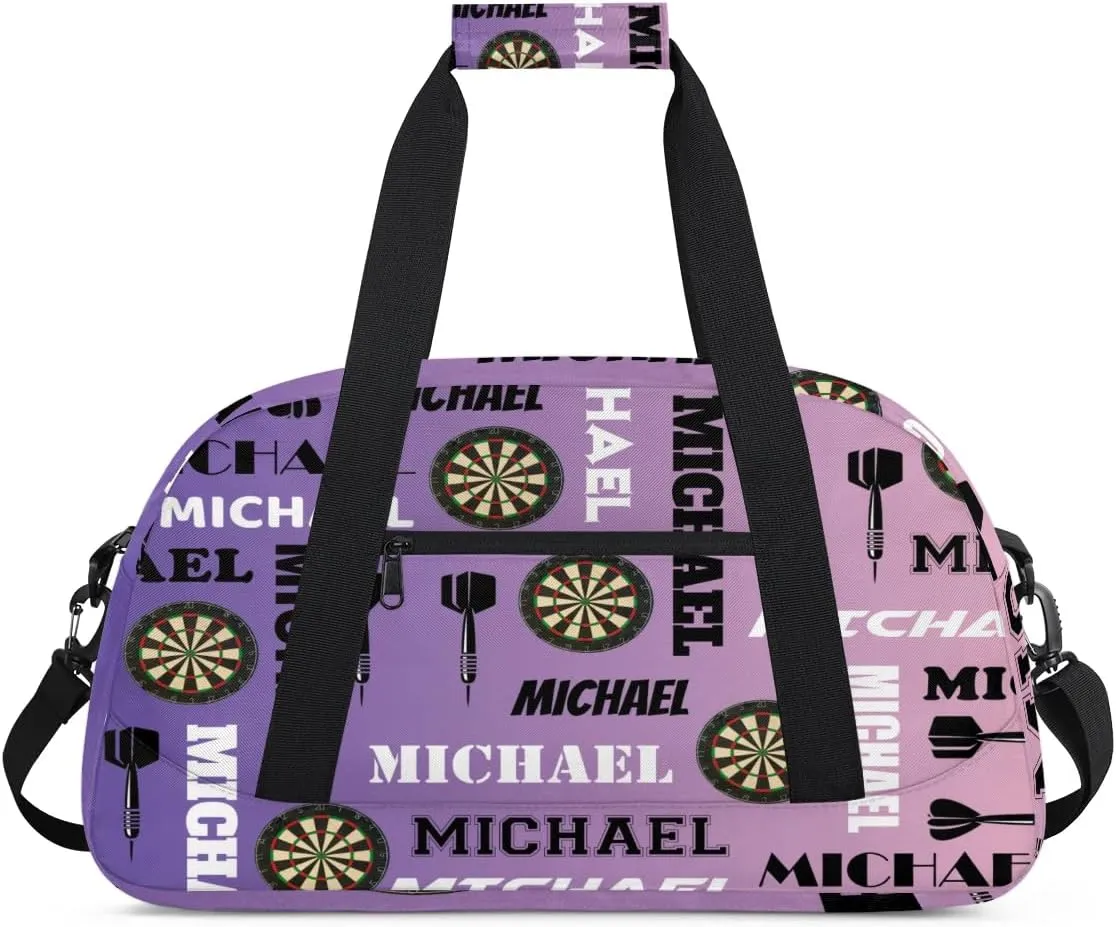 Custom Darts Gym Duffel Bag with Name, Personalized Name Sport Bag Overnight Bags Customized Travel Weekender Bag for Women Men, Purple Voilet