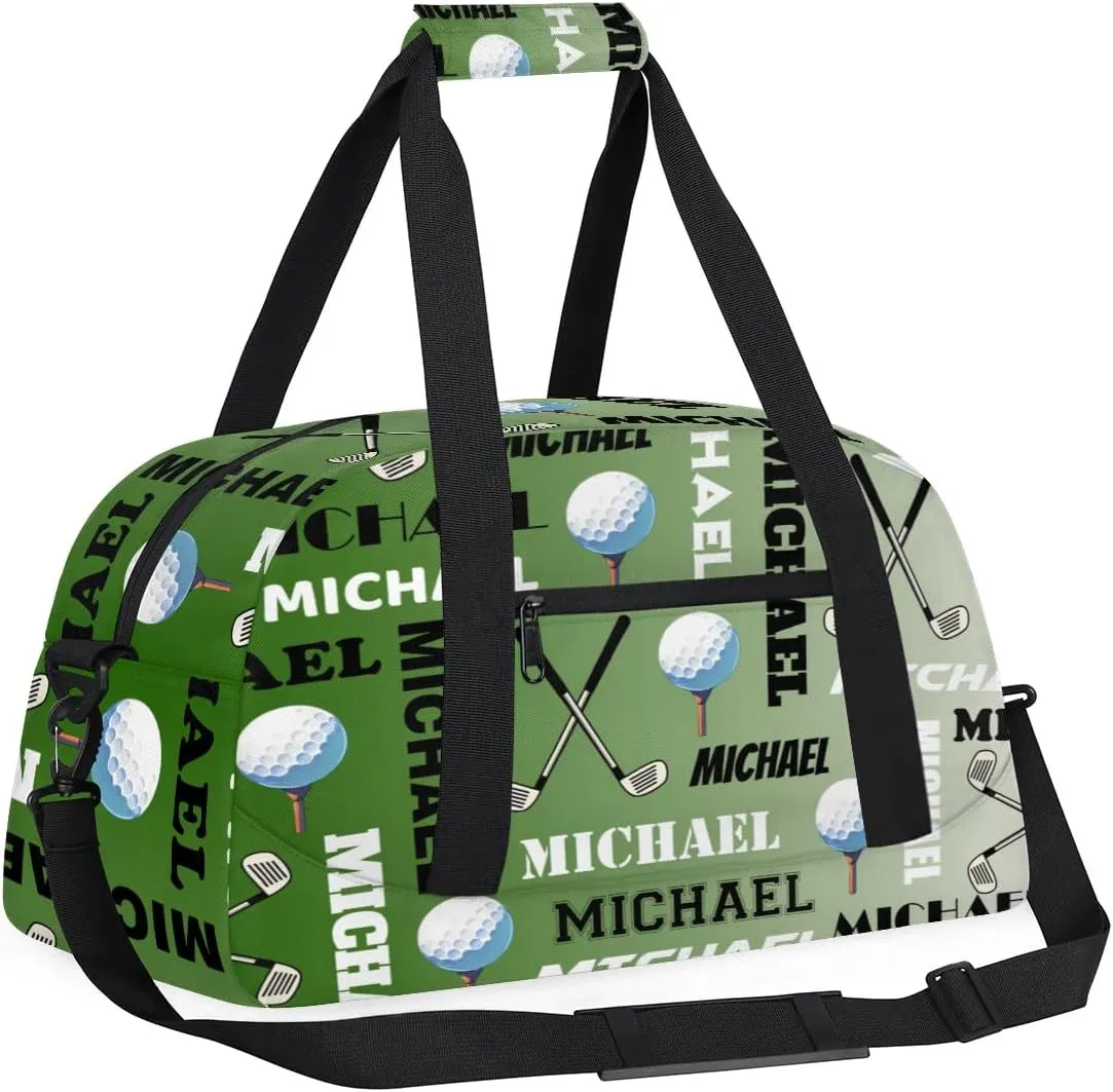 Custom Golf Gym Bag Duffel Bag for Women Men, Personalized Name Sport Bag Overnight Bags Customized Travel Weekender Bag, Misty Green
