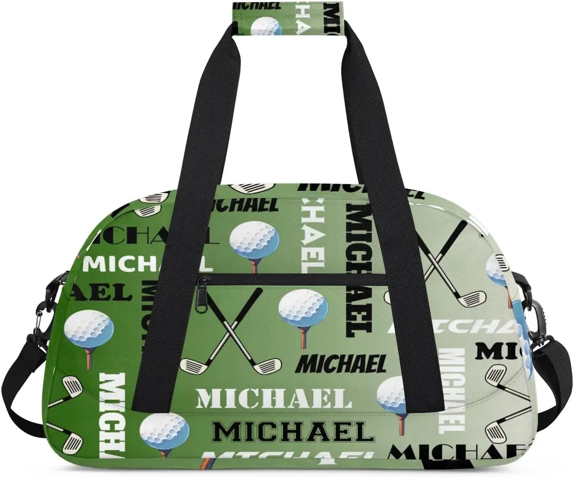 Custom Golf Gym Bag Duffel Bag for Women Men, Personalized Name Sport Bag Overnight Bags Customized Travel Weekender Bag, Misty Green