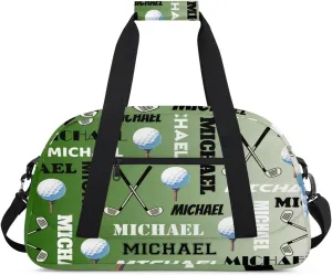 Custom Golf Gym Bag Duffel Bag for Women Men, Personalized Name Sport Bag Overnight Bags Customized Travel Weekender Bag, Misty Green