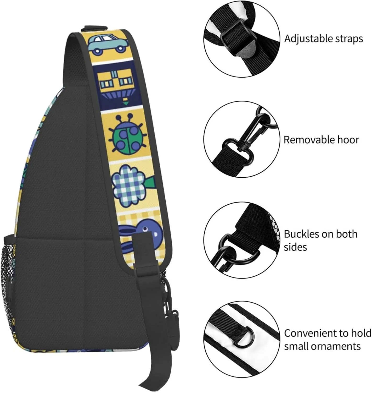 Cute bee flower Chest Bags Crossbody Sling Bag Shoulder Bag Travel Hiking Daypack For Men Women