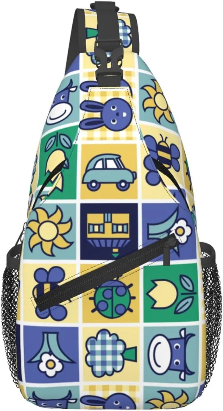 Cute bee flower Chest Bags Crossbody Sling Bag Shoulder Bag Travel Hiking Daypack For Men Women