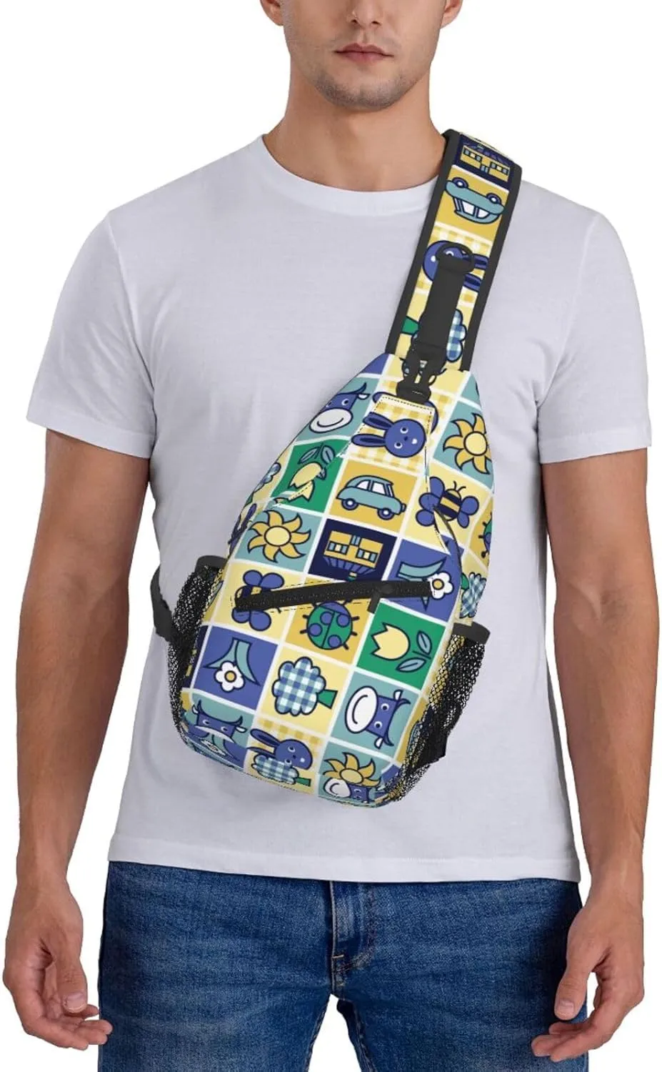 Cute bee flower Chest Bags Crossbody Sling Bag Shoulder Bag Travel Hiking Daypack For Men Women