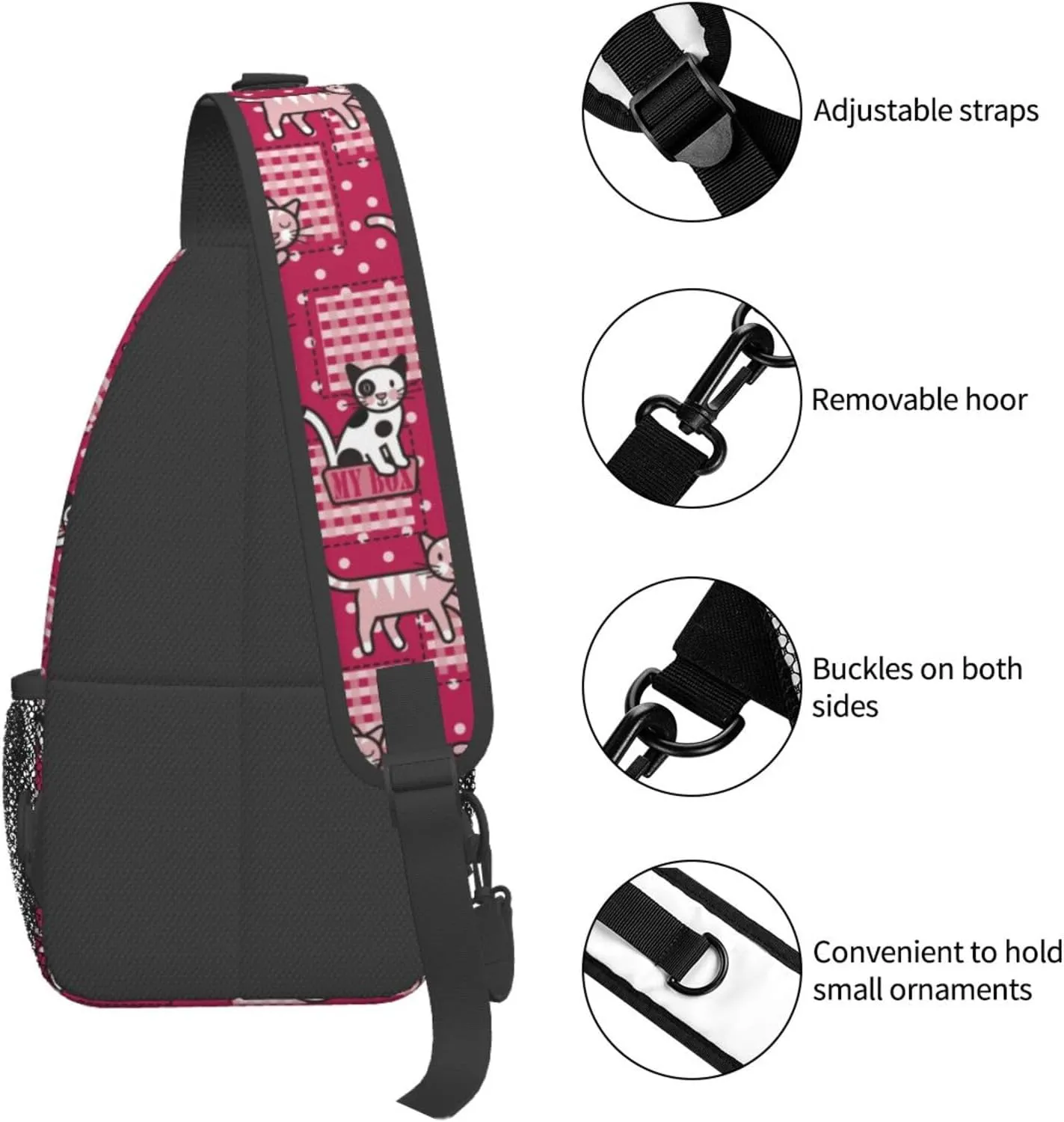 Cute cat Chest Bags Crossbody Sling Bag Shoulder Bag Travel Hiking Daypack For Men Women