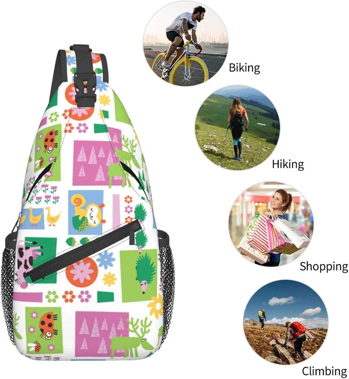 Cute cat Chest Bags Crossbody Sling Bag Shoulder Bag Travel Hiking Daypack For Men Women