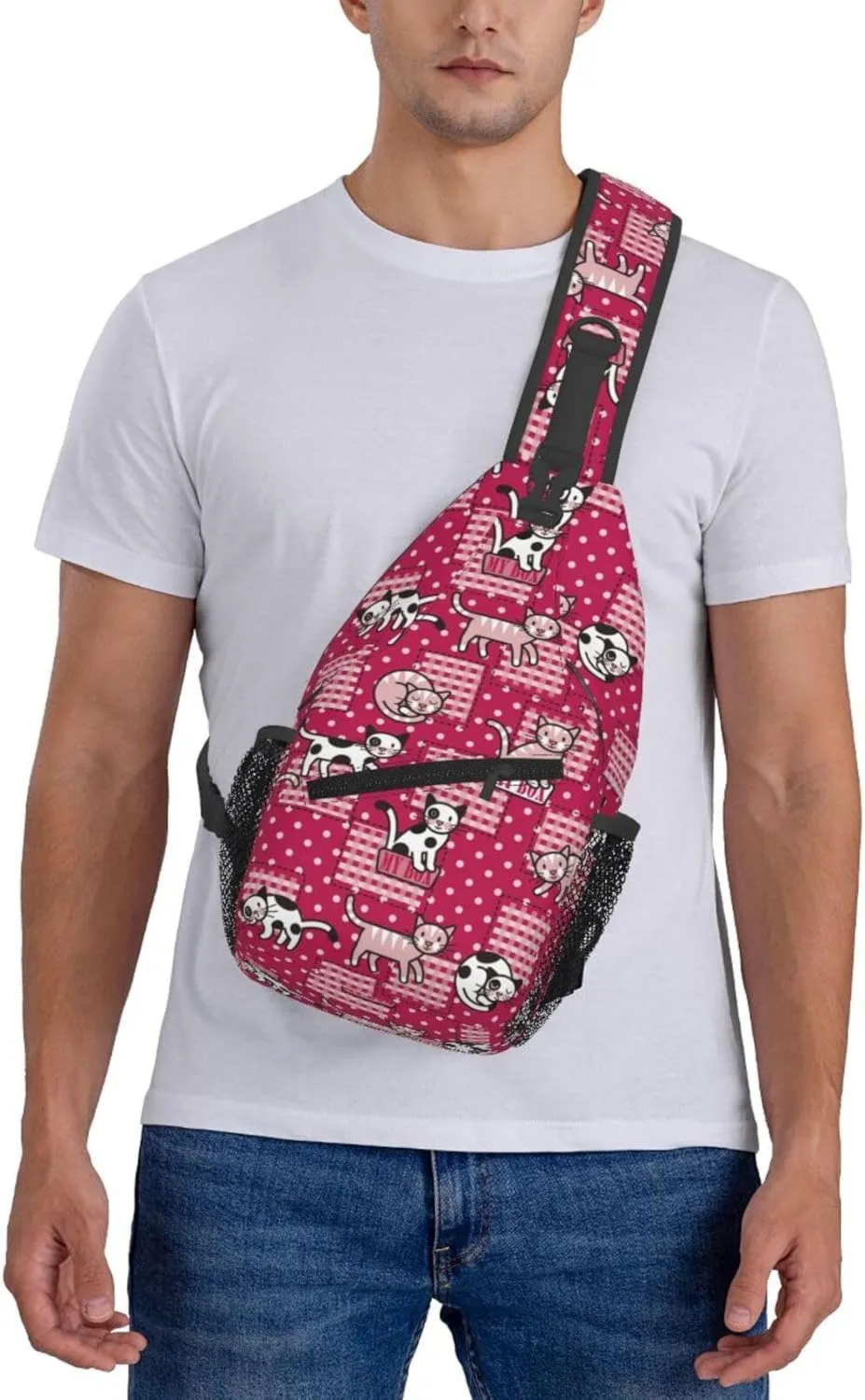 Cute cat Chest Bags Crossbody Sling Bag Shoulder Bag Travel Hiking Daypack For Men Women