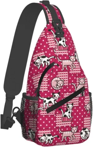 Cute cat Chest Bags Crossbody Sling Bag Shoulder Bag Travel Hiking Daypack For Men Women