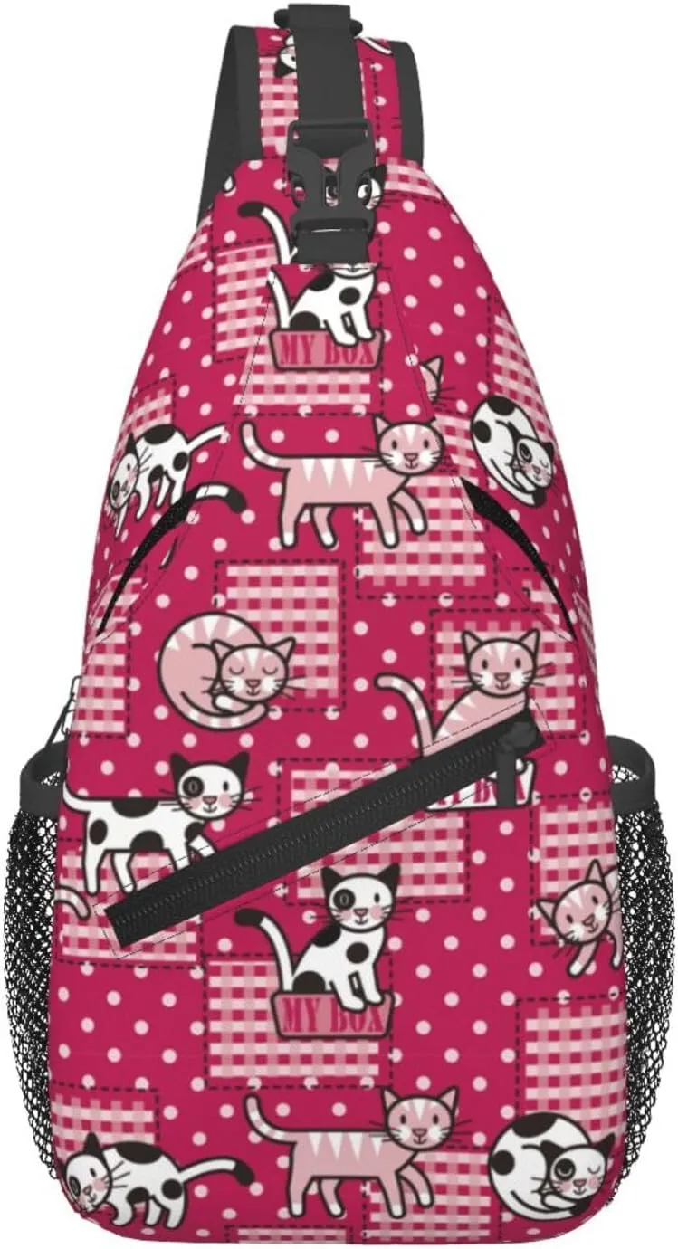 Cute cat Chest Bags Crossbody Sling Bag Shoulder Bag Travel Hiking Daypack For Men Women
