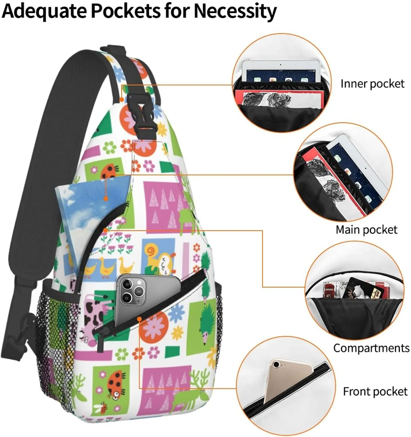 Cute cat Chest Bags Crossbody Sling Bag Shoulder Bag Travel Hiking Daypack For Men Women
