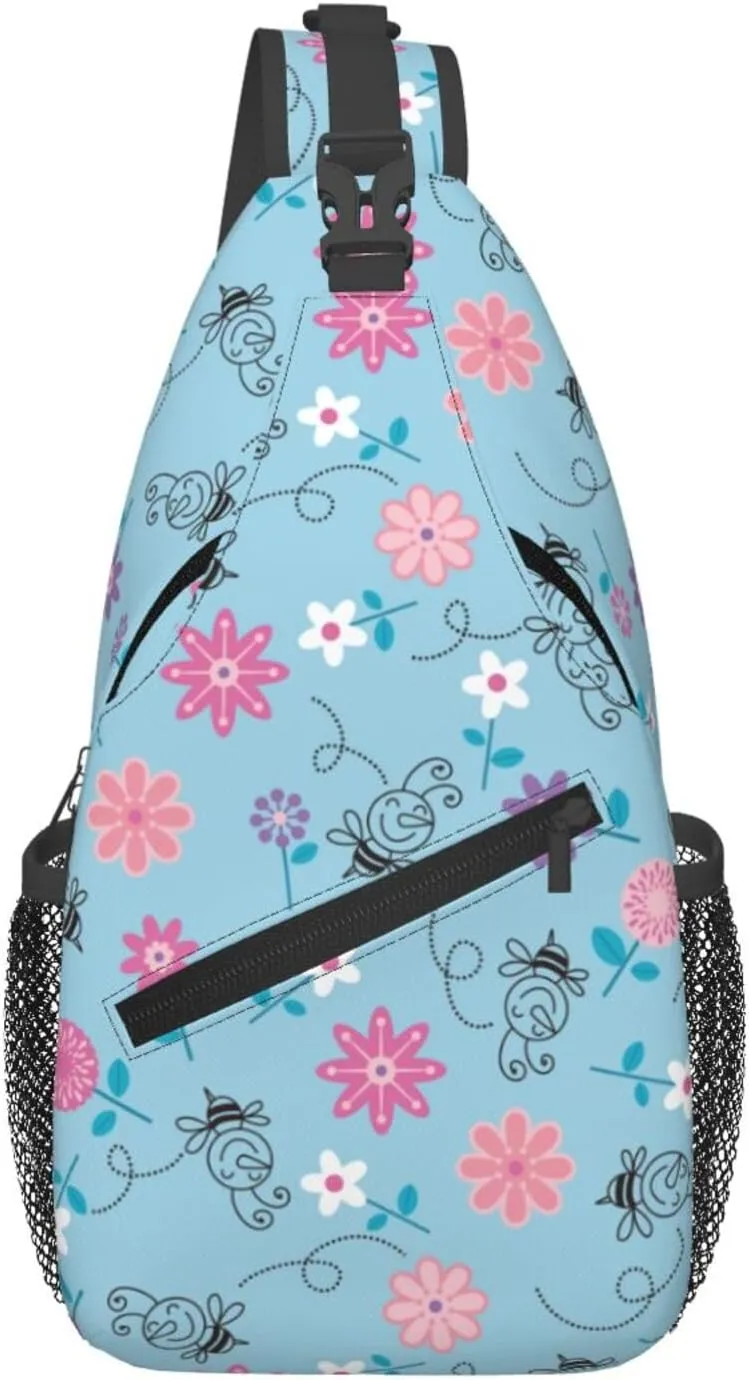 Cute pink bear Chest Bags Crossbody Sling Bag Shoulder Bag Travel Hiking Daypack For Men Women