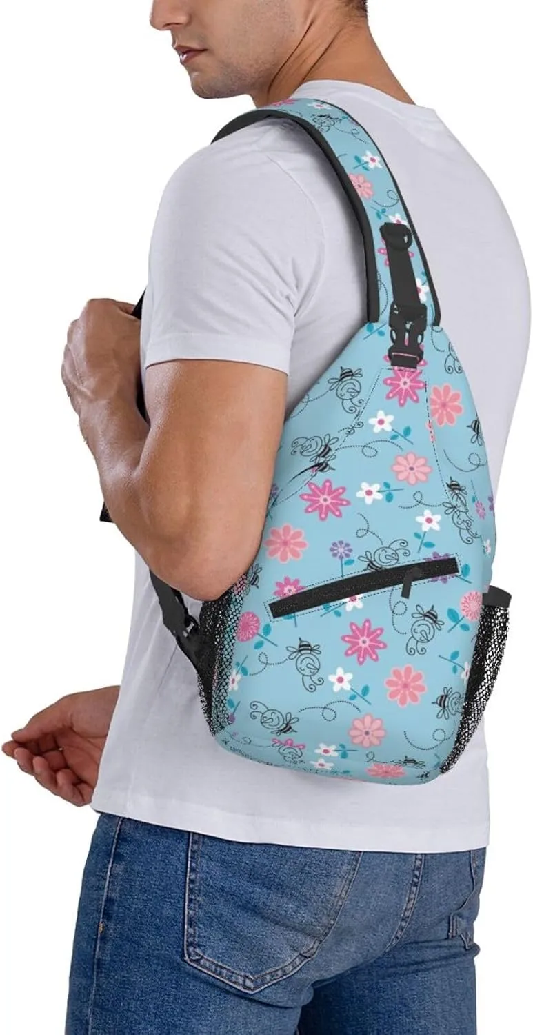 Cute pink bear Chest Bags Crossbody Sling Bag Shoulder Bag Travel Hiking Daypack For Men Women