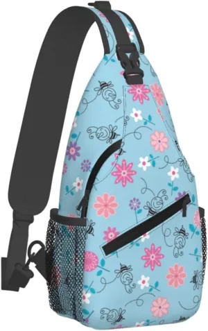 Cute pink bear Chest Bags Crossbody Sling Bag Shoulder Bag Travel Hiking Daypack For Men Women