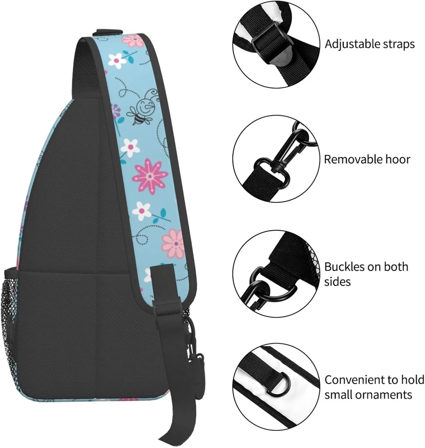 Cute pink bear Chest Bags Crossbody Sling Bag Shoulder Bag Travel Hiking Daypack For Men Women