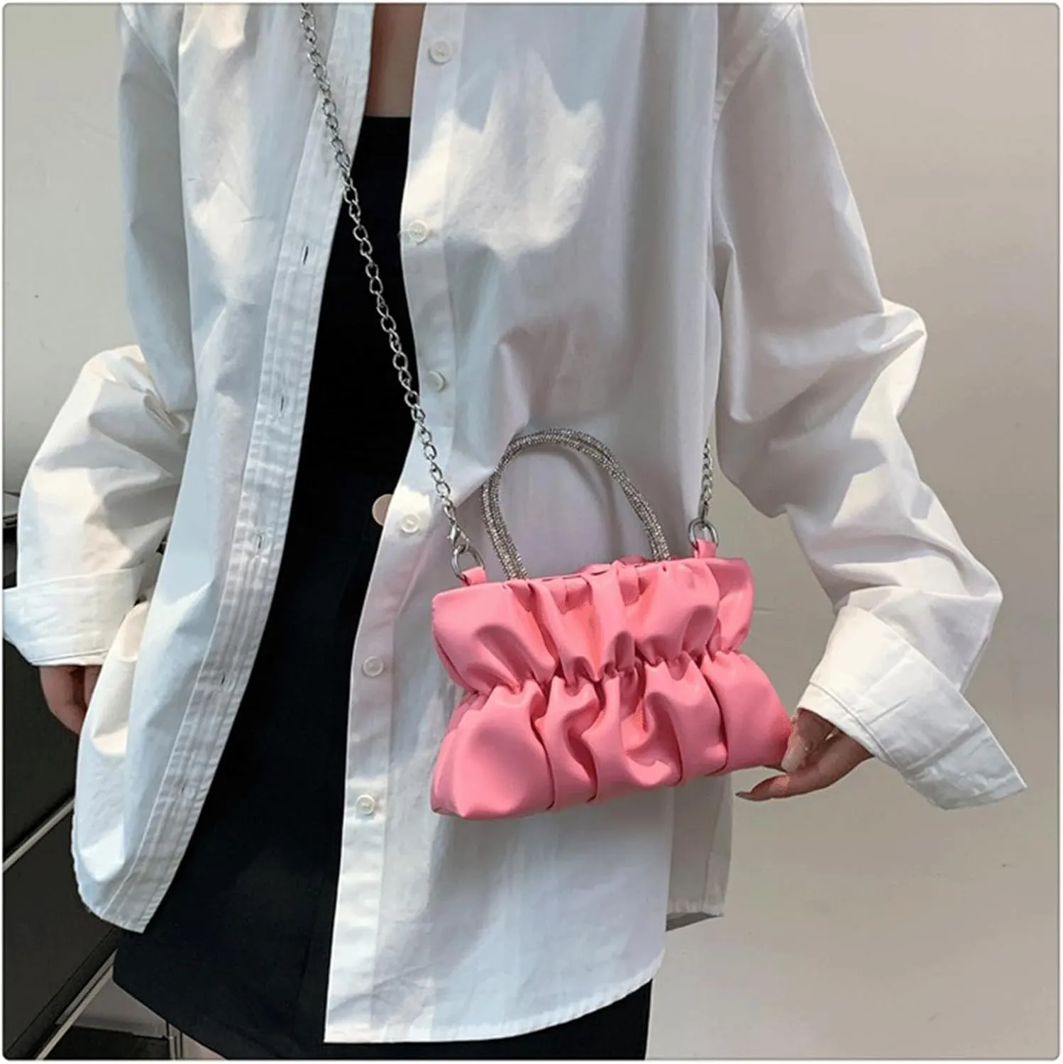 Cute Purse Small Evening Clutch Ruched Futuristic Bag Y2k Mini Purses Minimalist Punk Classic Vintage Handbag