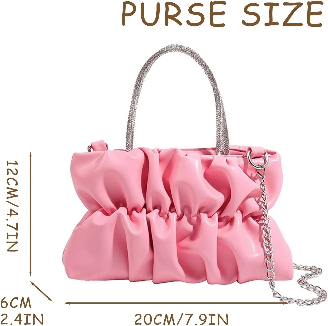 Cute Purse Small Evening Clutch Ruched Futuristic Bag Y2k Mini Purses Minimalist Punk Classic Vintage Handbag