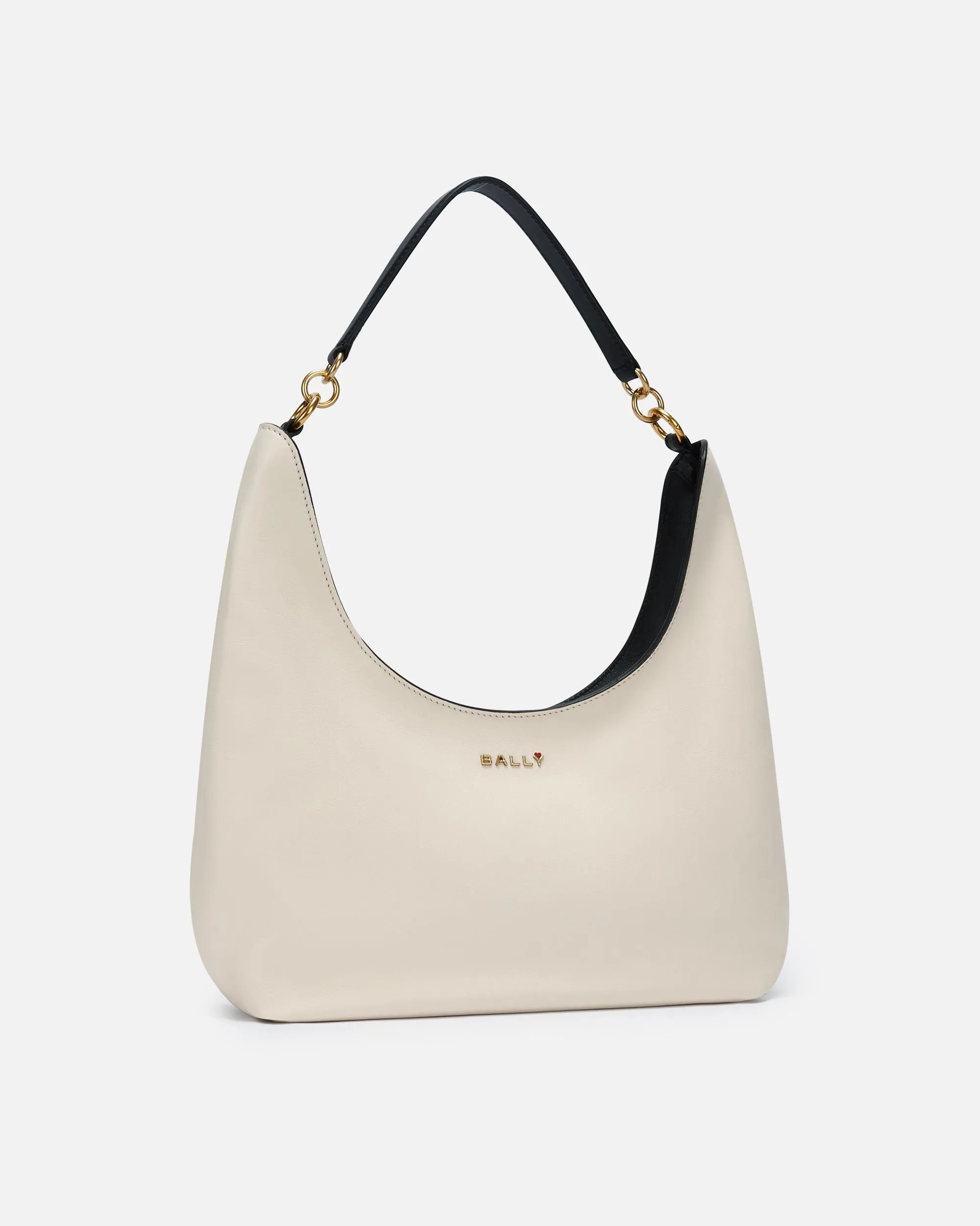 CVD Hobo Bag In White And Black Leather