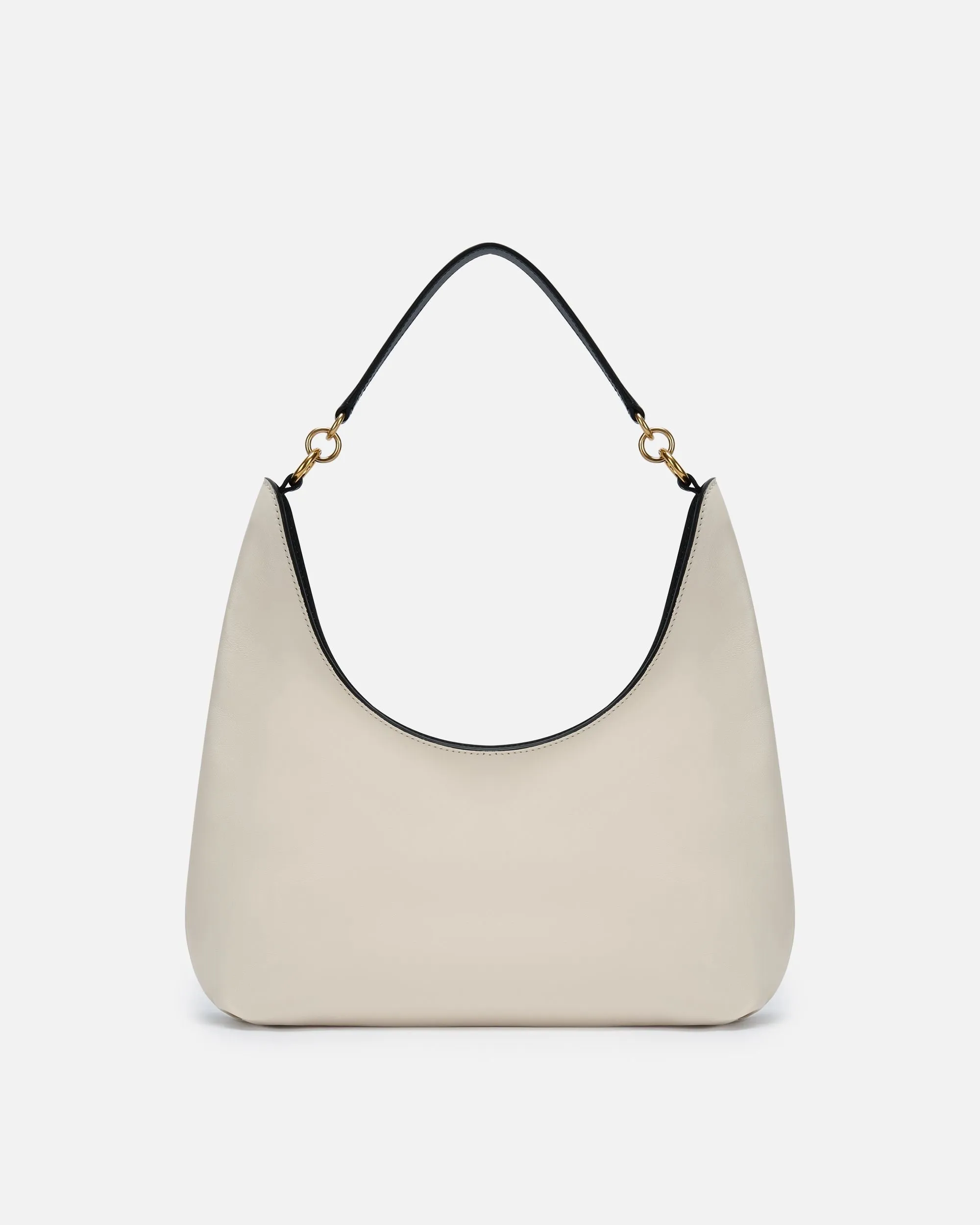 CVD Hobo Bag In White And Black Leather
