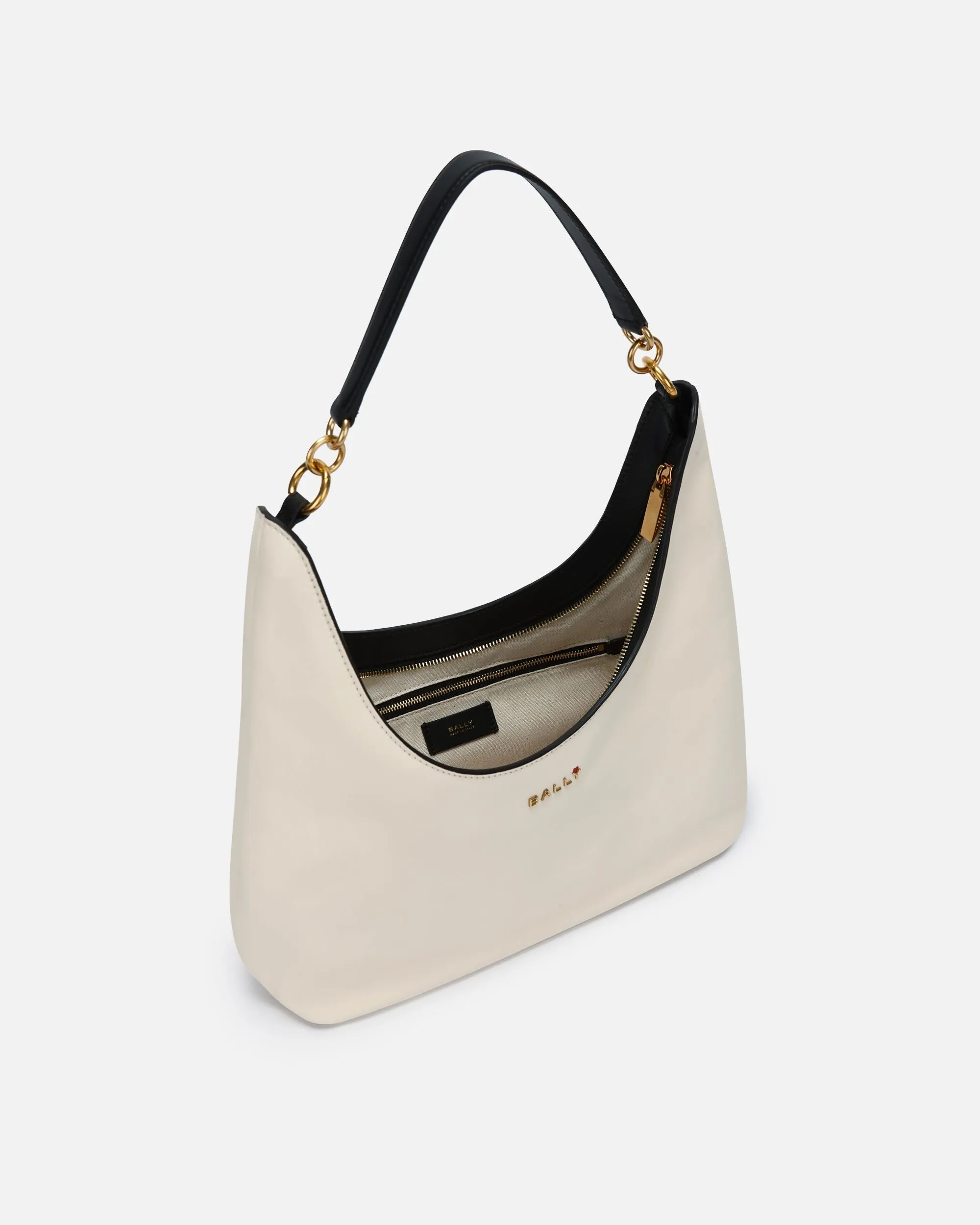 CVD Hobo Bag In White And Black Leather