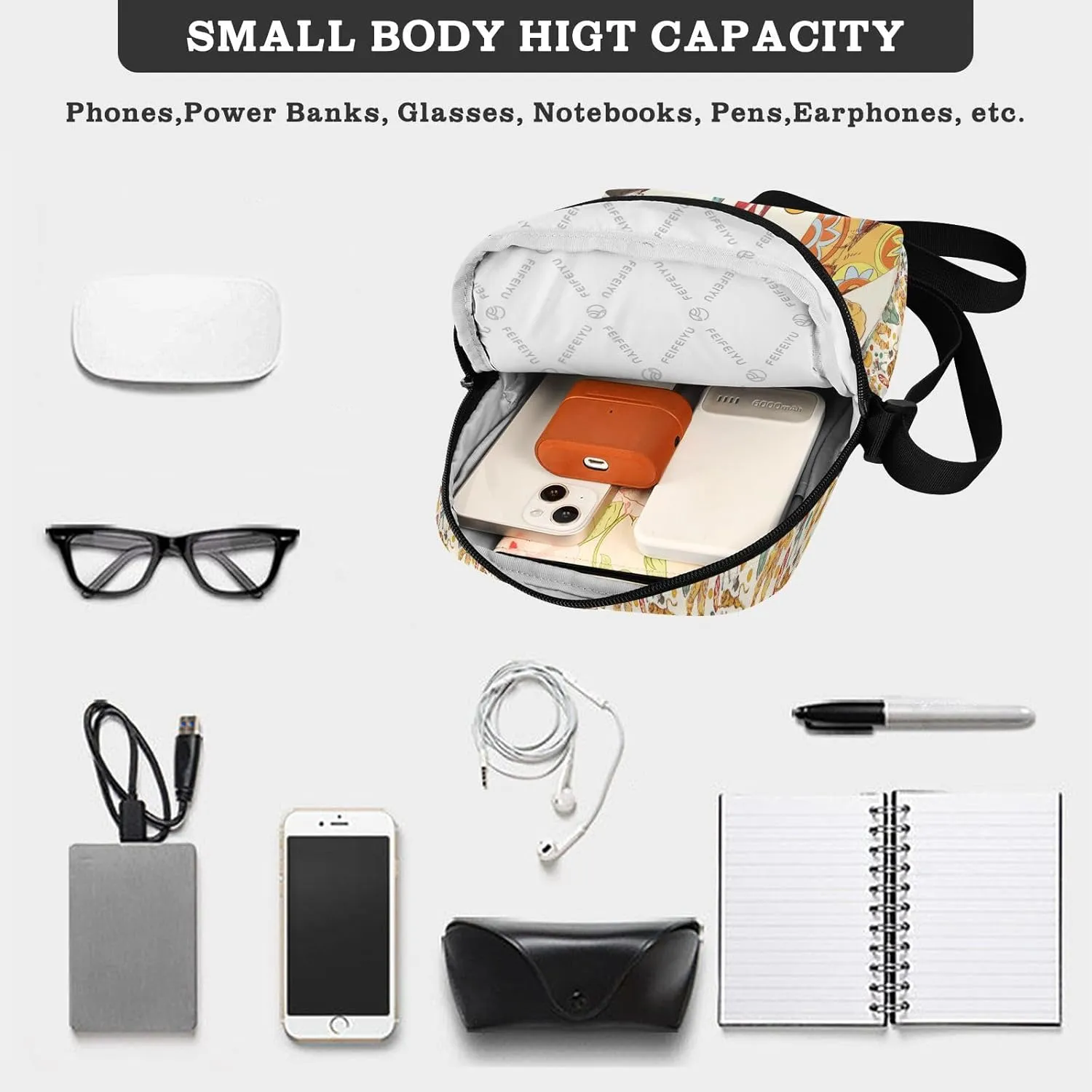 Daisies Messenger Bag for Women Men Side Bag for Travel Workout