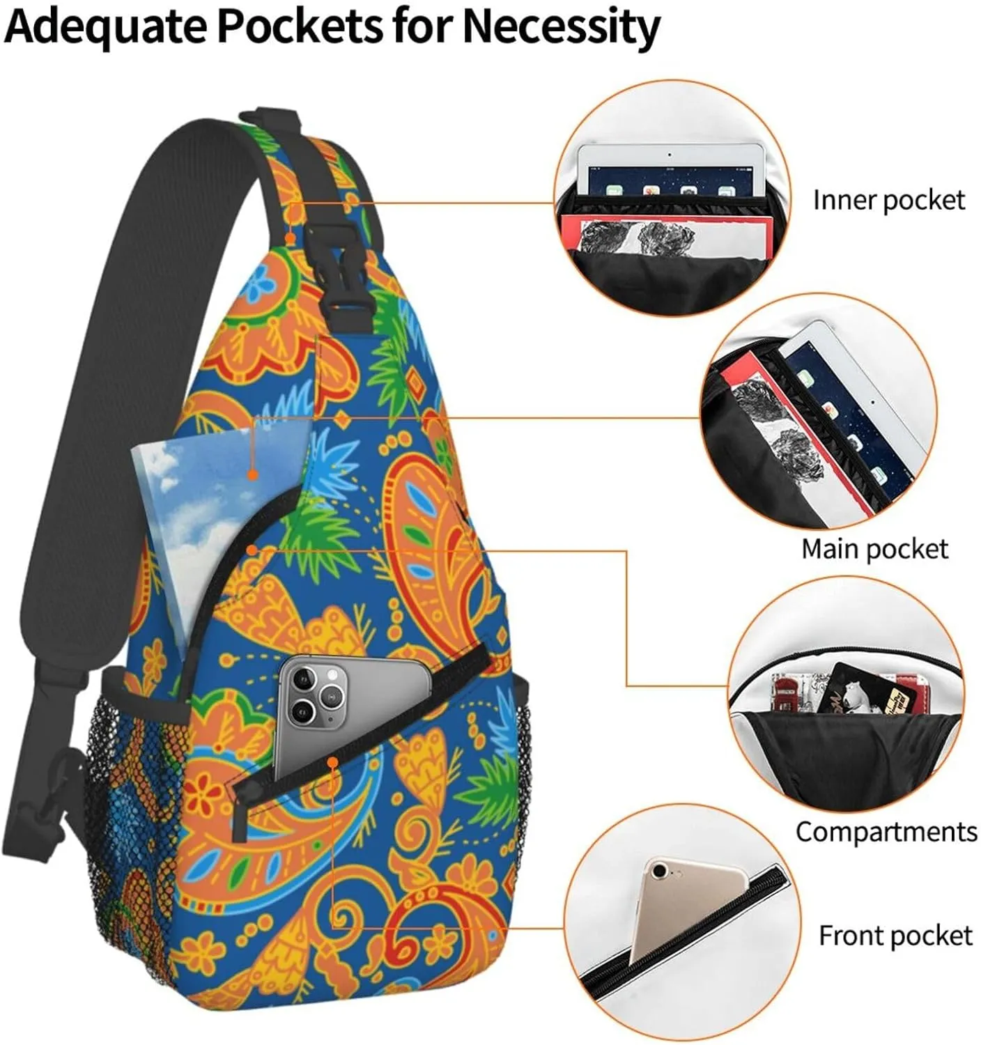 daisy Flowers Chest Bags Crossbody Sling Bag Shoulder Bag Travel Hiking Daypack For Men Women