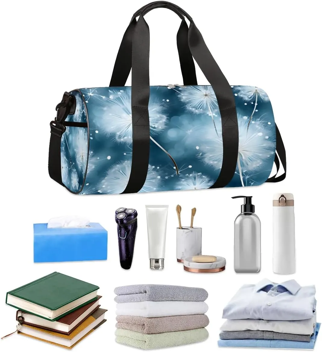 Dandelion Floral Printed Travel Duffle Bag Gym Bag for Women Men Lightweight Carry on Duffel Bag for Sports Gyms Weekend Getaway