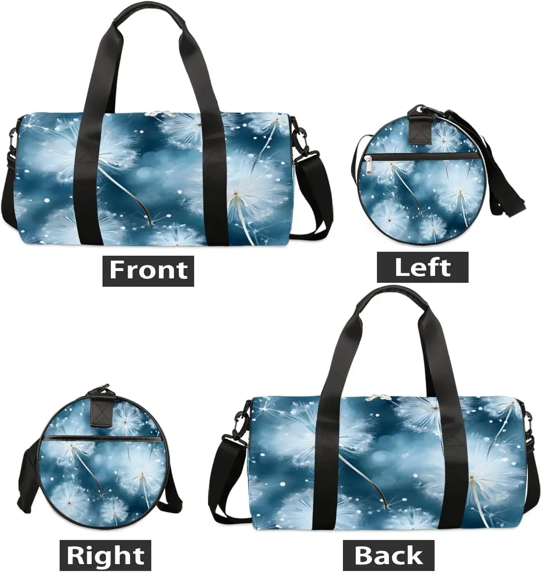 Dandelion Floral Printed Travel Duffle Bag Gym Bag for Women Men Lightweight Carry on Duffel Bag for Sports Gyms Weekend Getaway