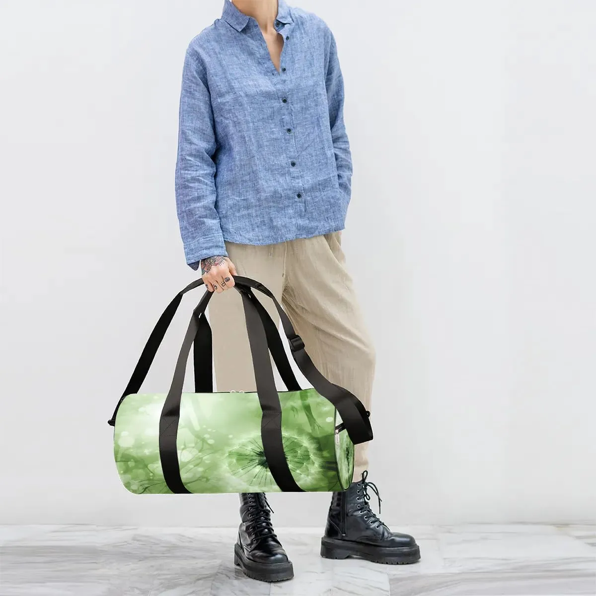 Dandelion Pattern Floral Travel Duffle Bag Gym Bag for Women Men Lightweight Carry on Duffel Bag for Sports Gyms Weekend Getaway