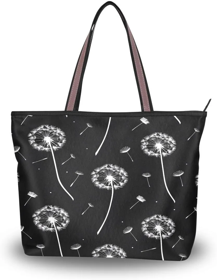 Dandelion White Shoulder Bags Large Handle Ladies Handbag