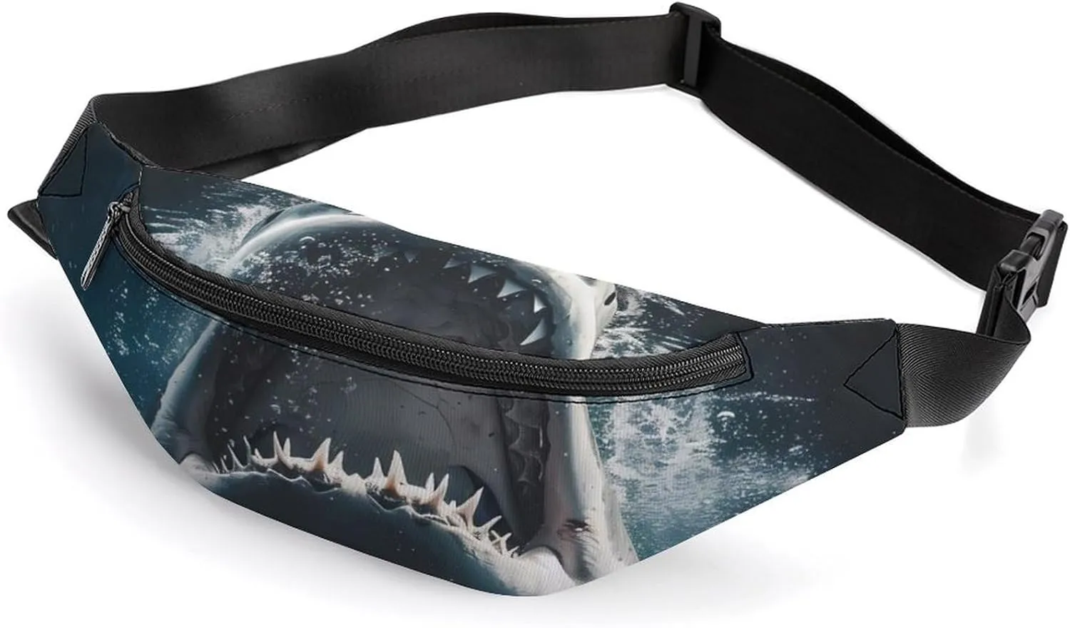 Deep Sea White Shark Crossbody Fanny Pack Waist Packs Adjustable Shoulder Bags Sling Bag for Hiking Running Cycling