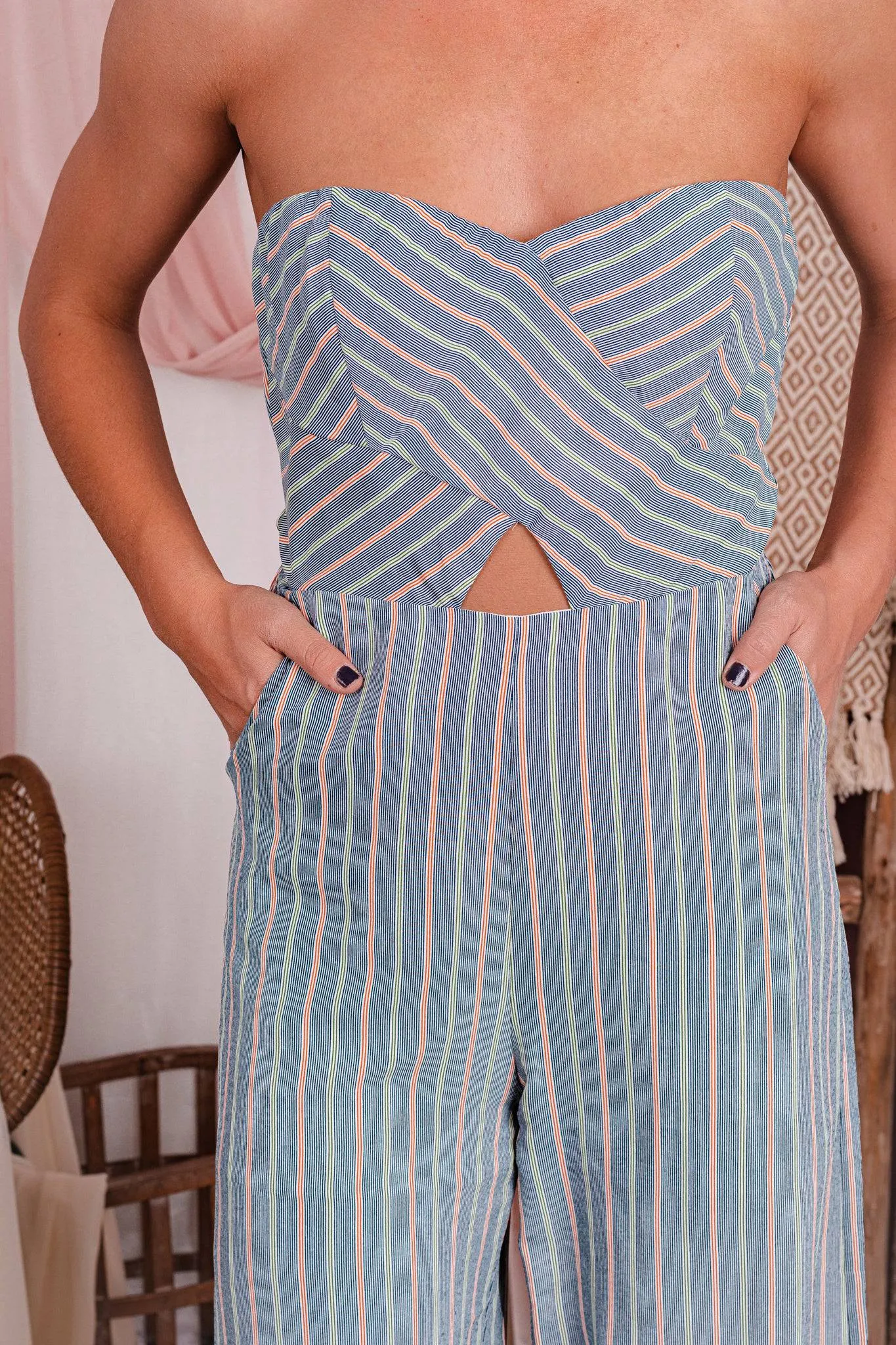 Desiree  Pocketed Striped Jumpsuit