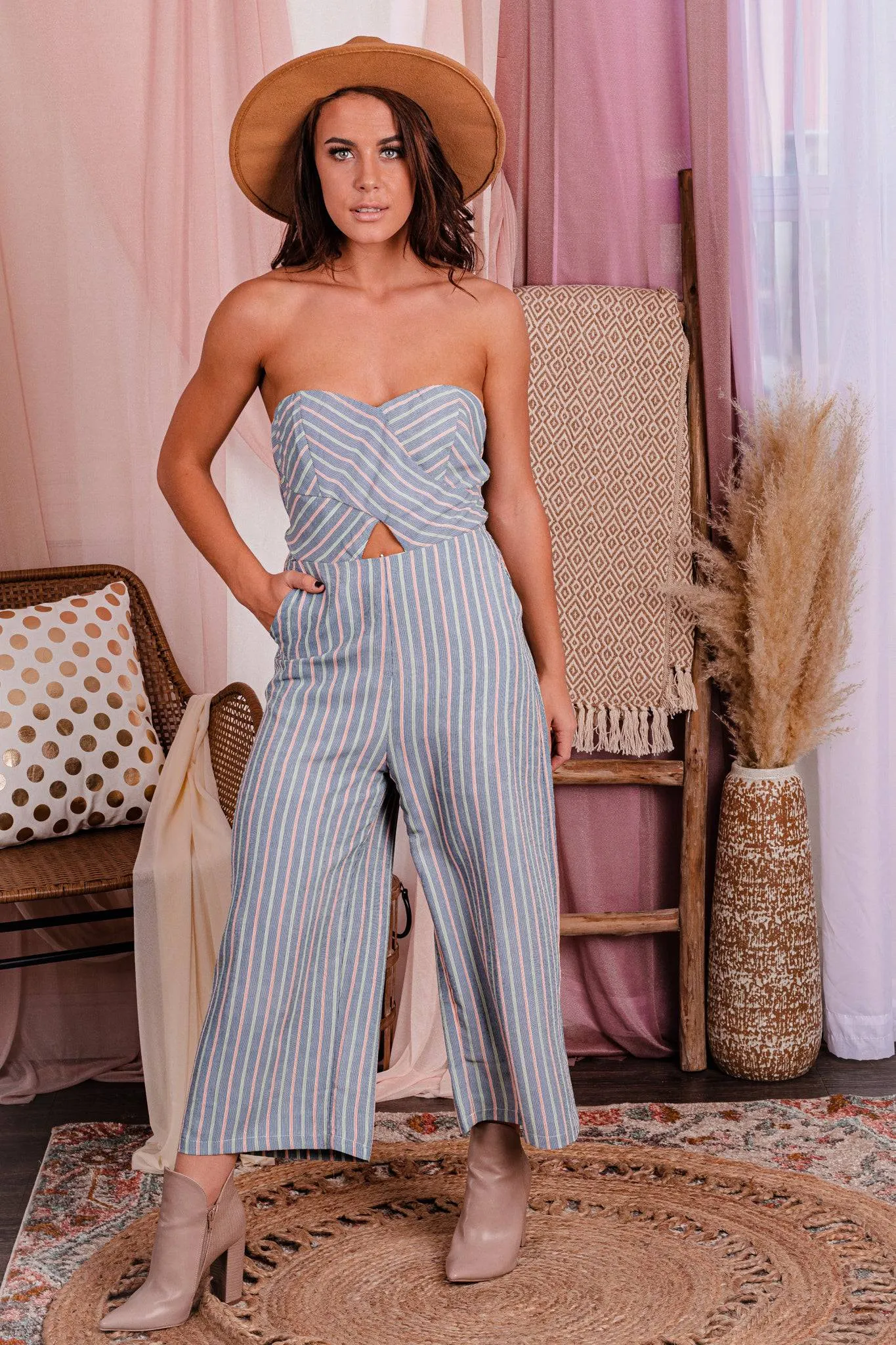 Desiree  Pocketed Striped Jumpsuit