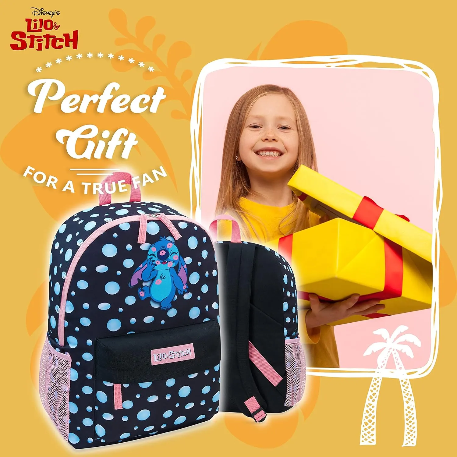 Disney Backpack for Girls, Stitch School Bags for Girls (Black)