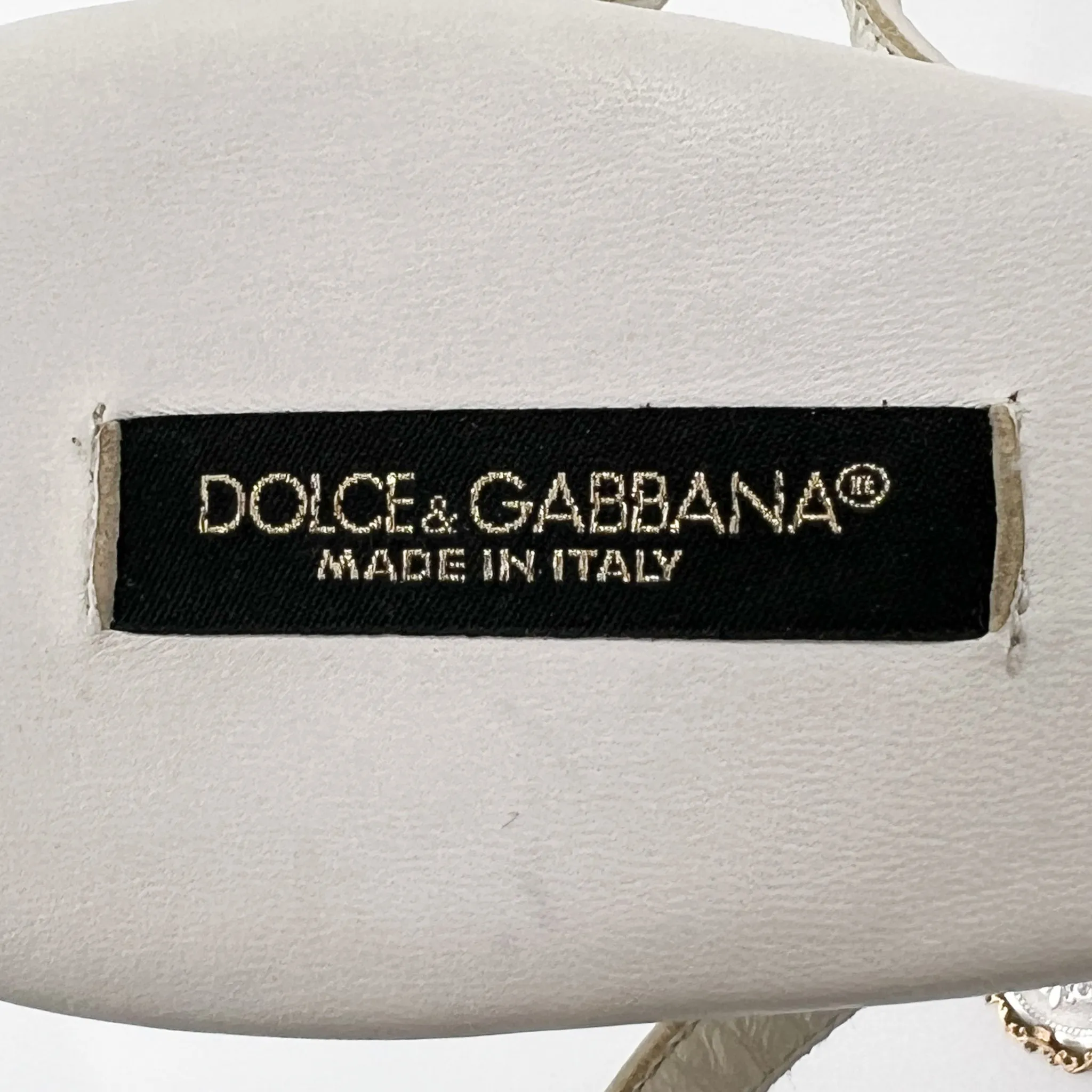 Dolce & Gabbana White Leather Platform Strappy Heeled Shoes EU37.5 ~ AU6.5