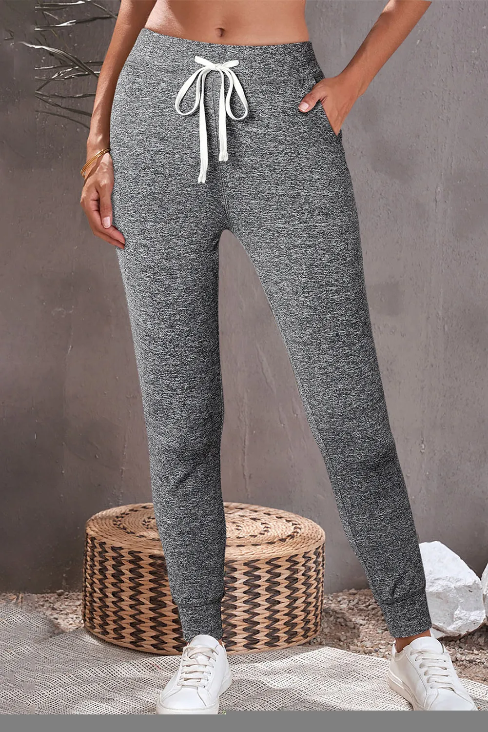 Drawstring Waist Pocketed Leggings.
