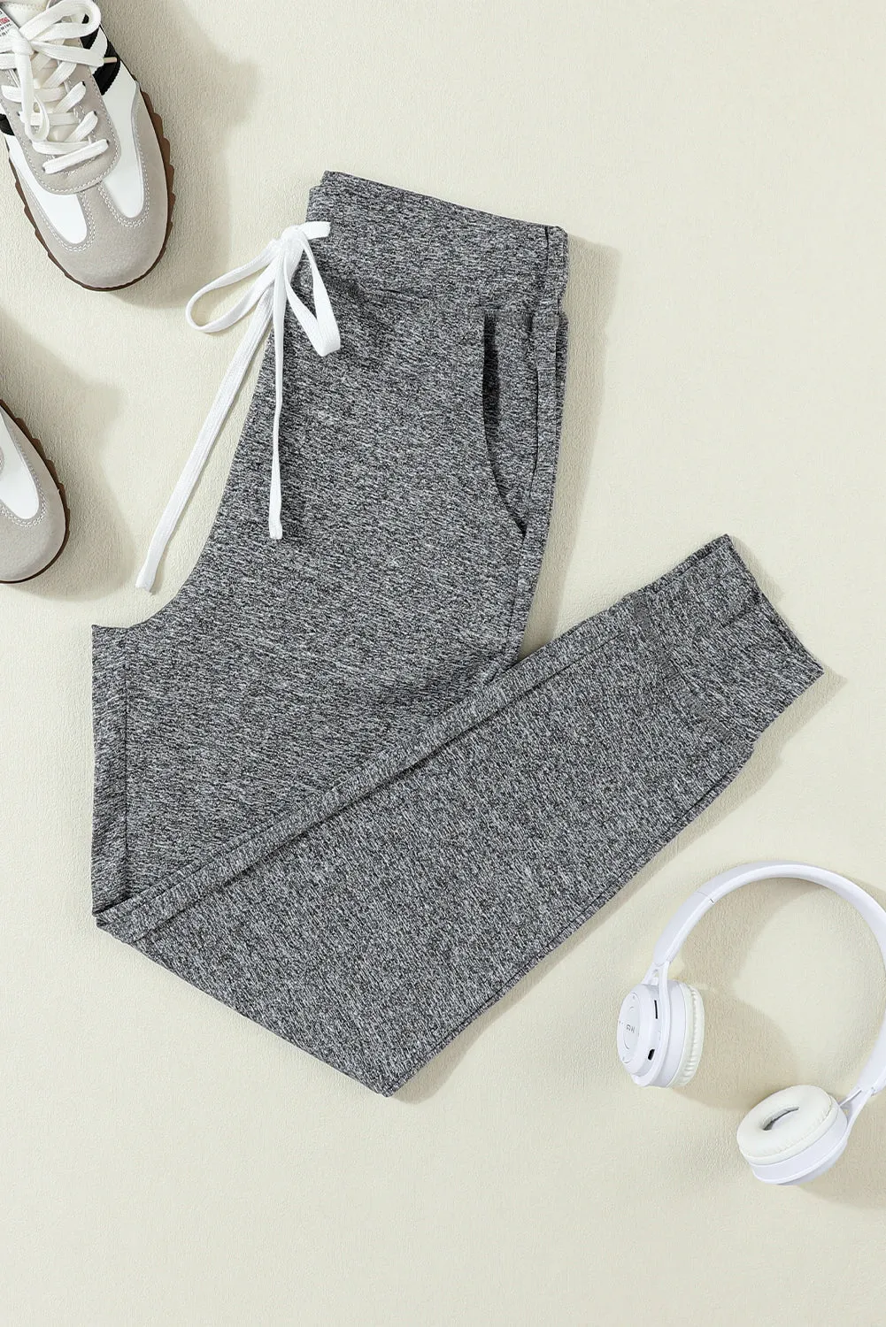 Drawstring Waist Pocketed Leggings.