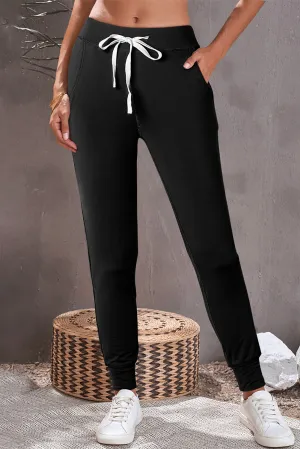 Drawstring Waist Pocketed Leggings.