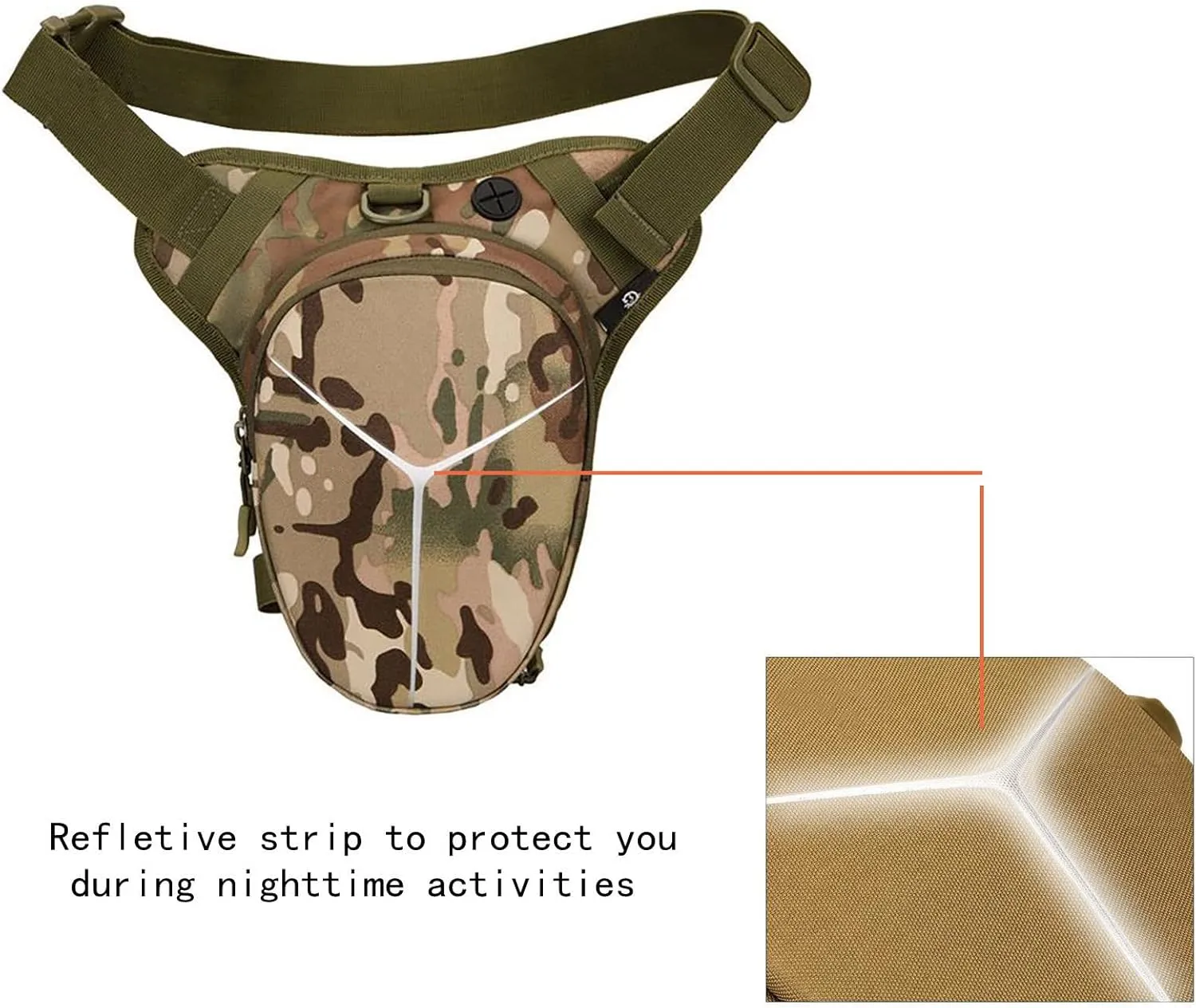 Drop Leg Bag Hard Shell Reflective Stripe Waist Pack Expandable Thigh Pack Hip Bag Crossbody Bag Outdoor Travel Sports Hiking Riding Thigh Pouch for Men Women (CP)