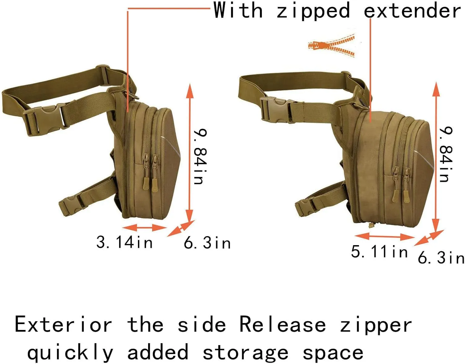 Drop Leg Bag Hard Shell Reflective Stripe Waist Pack Expandable Thigh Pack Hip Bag Crossbody Bag Outdoor Travel Sports Hiking Riding Thigh Pouch for Men Women (CP)