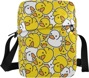 Duck Rubber Messenger Bag for Women Men Crossbody Shoulder Bag Cell Phone Wallet Purses Messenger Shoulder Bag with Adjustable Strap for Teen Girls