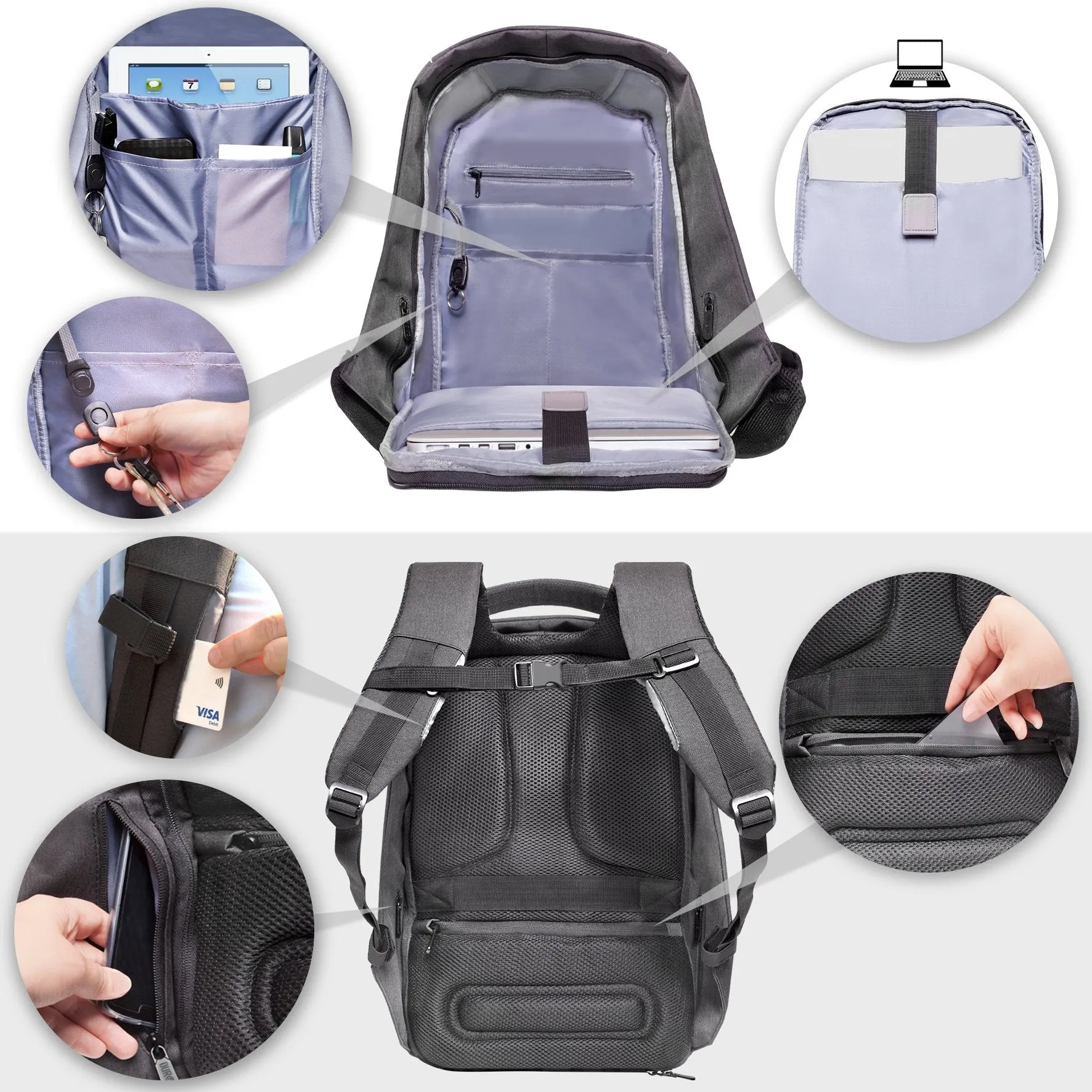Duronic Travel Laptop Backpack, Anti-Theft Lightweight Laptop Bag 15.6” School Rucksack, Backpack for Computer, business, school, Children, Ladies, Gym, Water Resistant, Gift for Women for men LB22