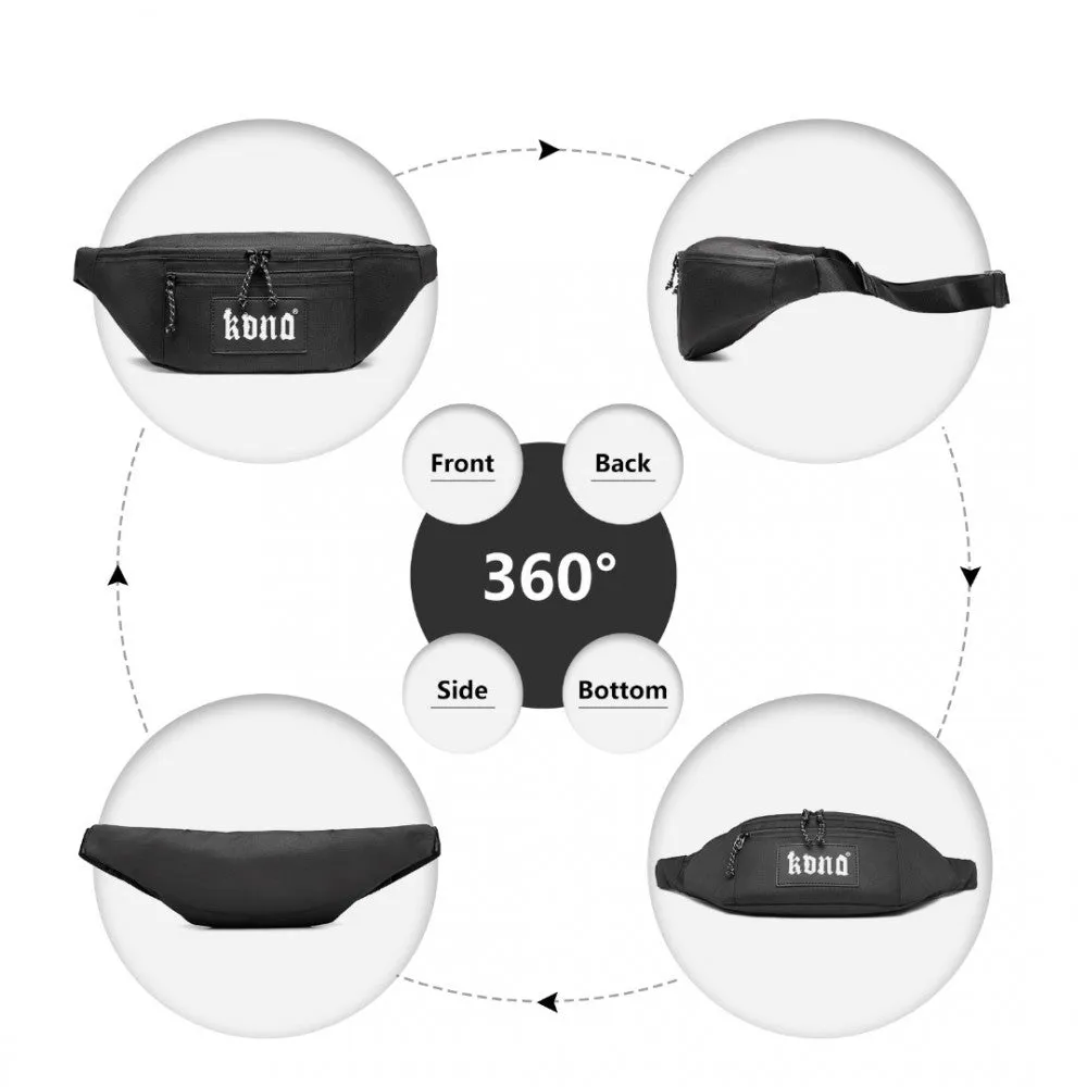 Ea2136 - Kono Lightweight Fashion Sports Bum Bag For Men And Women - Black