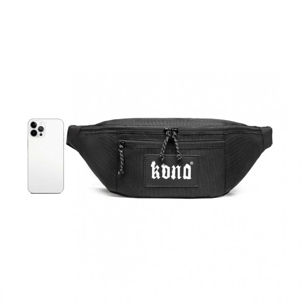Ea2136 - Kono Lightweight Fashion Sports Bum Bag For Men And Women - Black