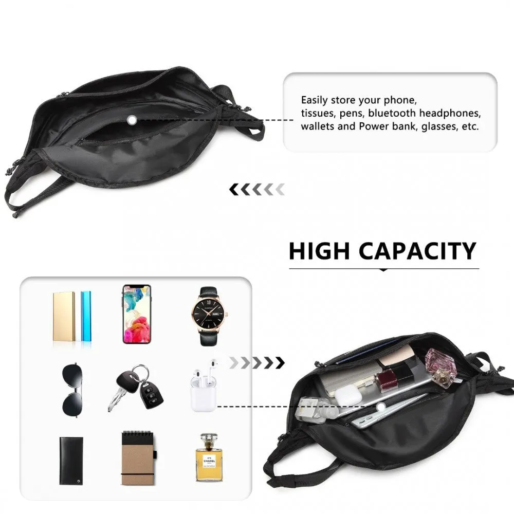 Ea2136 - Kono Lightweight Fashion Sports Bum Bag For Men And Women - Black